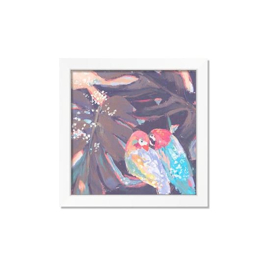Tropical Birds 16" x 16" White Framed Print Under Plexiglass